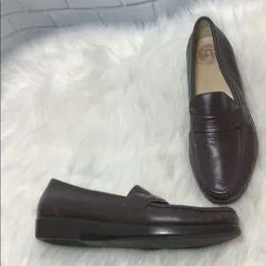 SAS Brown Leather Slip On Loafers Size 9.5N