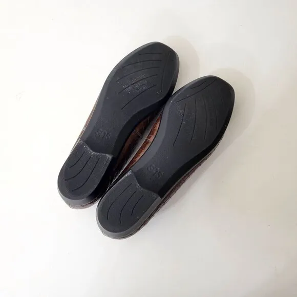 SAS Croc Embossed Leather Loafers Size 7N