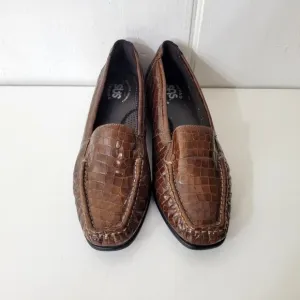 SAS Croc Embossed Leather Loafers Size 7N