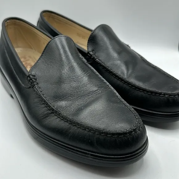 SAS men’s black genuine leather slip-on loafers, size 11