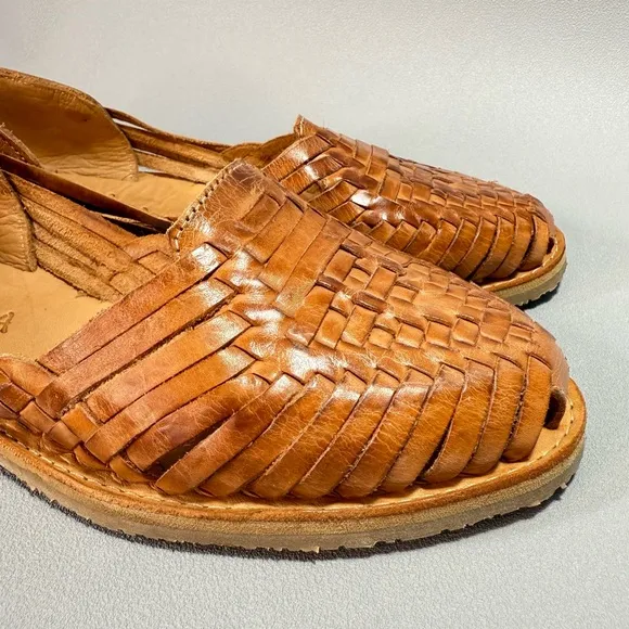 SBICCA Tan Woven Leather Huarache Flat Sandals 8