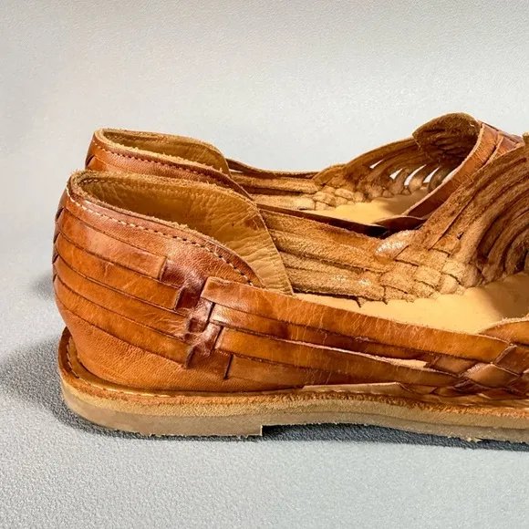 SBICCA Tan Woven Leather Huarache Flat Sandals 8