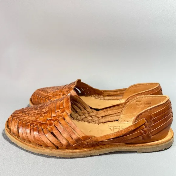 SBICCA Tan Woven Leather Huarache Flat Sandals 8