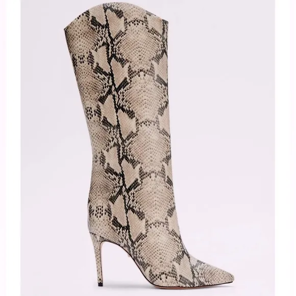 Schultz - women’s Maryana Snakeskin Pattern knee- high Boots beige/ black SZ 7.5