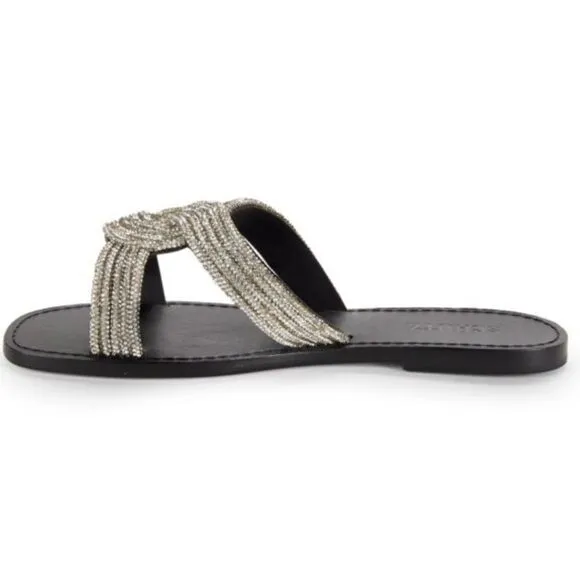 Schutz Alivia Embellished Twist Flat Sandals Used Once