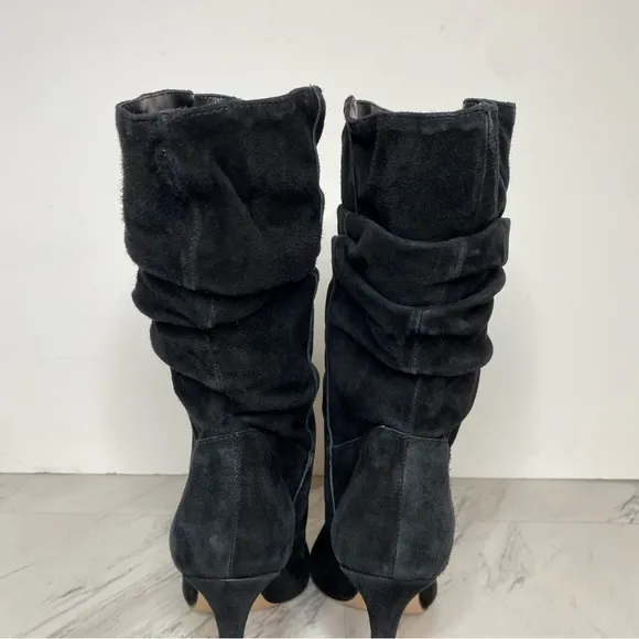 Schutz Ashlee Black Suede Slouch Heeled Boot 11B