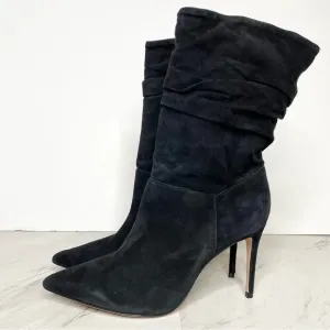 Schutz Ashlee Black Suede Slouch Heeled Boot 11B