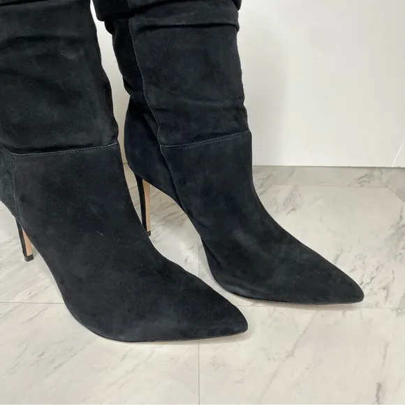 Schutz Ashlee Black Suede Slouch Heeled Boot 11B