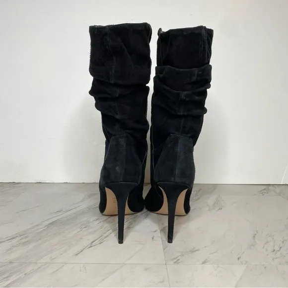 Schutz Ashlee Black Suede Slouch Heeled Boot 11B