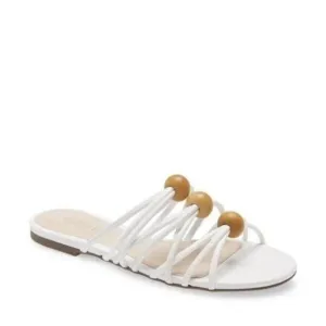 SCHUTZ Aster Strappy Wood-Bead Slide Flat Sandals Size 9.5