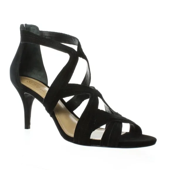 Schutz Cayenne Black Suede Heels Pump Shoe Sandals