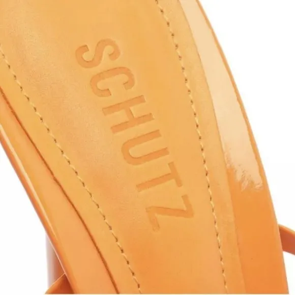 Schutz Cloe Vinyl Open Toe Sz 7B Lace Up Ankle Strap Stiletto High Heel Sandals