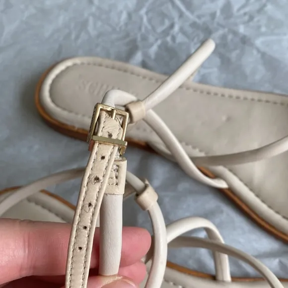 SCHUTZ Lovi Flat in Cream size 9.5 Strappy Leather Sandals