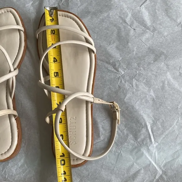 SCHUTZ Lovi Flat in Cream size 9.5 Strappy Leather Sandals