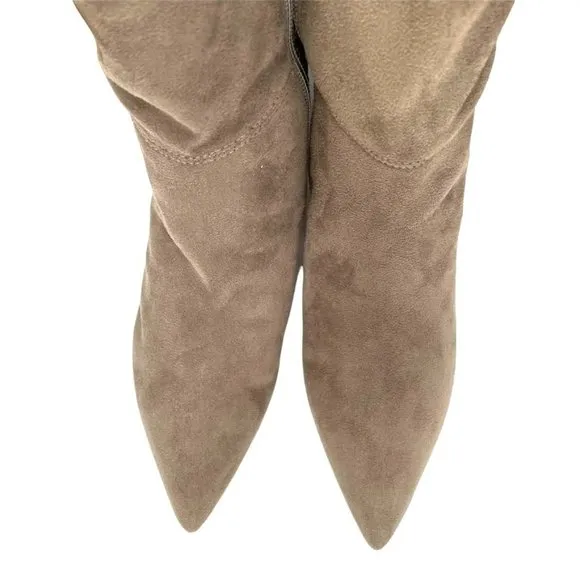 SCHUTZ S HELGA KITTEN HEEL OVER/KNEE WINTER SUEDE STRETCH BOOTS IN BEIGE…