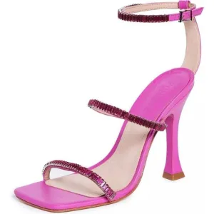 SCHUTZ Sandals Womens Size 10B Leather Nellina Square Toe Pink Ankle Strap NEW