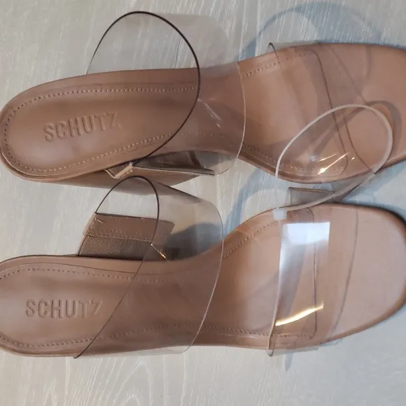 Schutz Victorie Womens Leather Open Toe Slide Sandals, brand new, no box