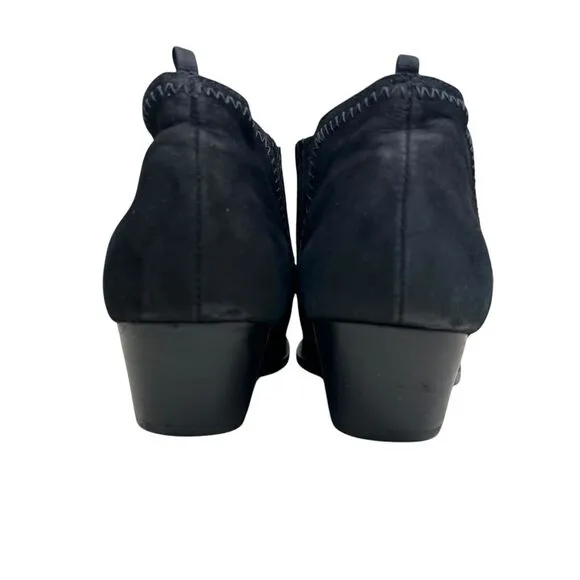 Schutz Womens Ankle Booties Jaqueline Black Suede Pointed Toe Block Heel‎ Sz 9B