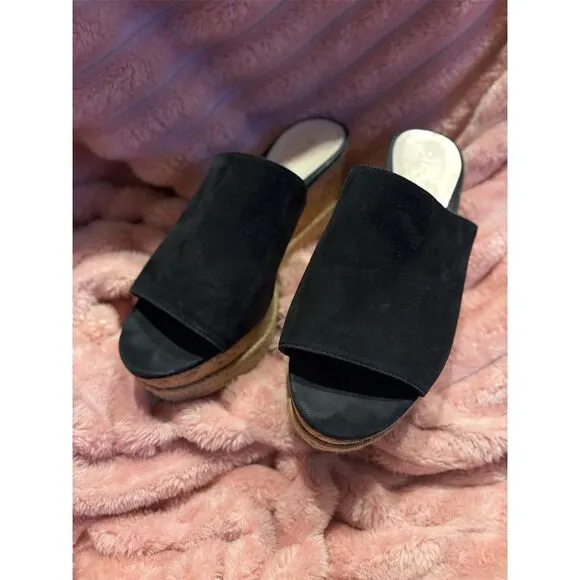 Schutz Women's Black Espadrille Slide Wedge Sandals Size 11B