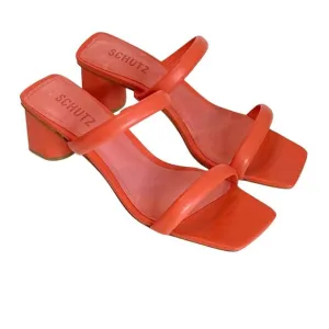 Schutz Women's Double Strap Heeled Sandal Coral Size 8 NWOB