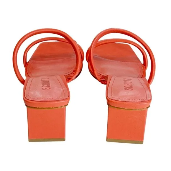 Schutz Women's Double Strap Heeled Sandal Coral Size 8 NWOB