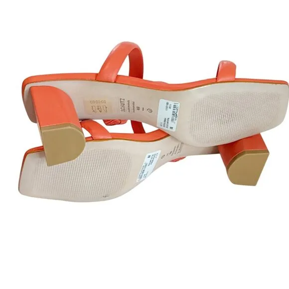 Schutz Women's Double Strap Heeled Sandal Coral Size 8 NWOB