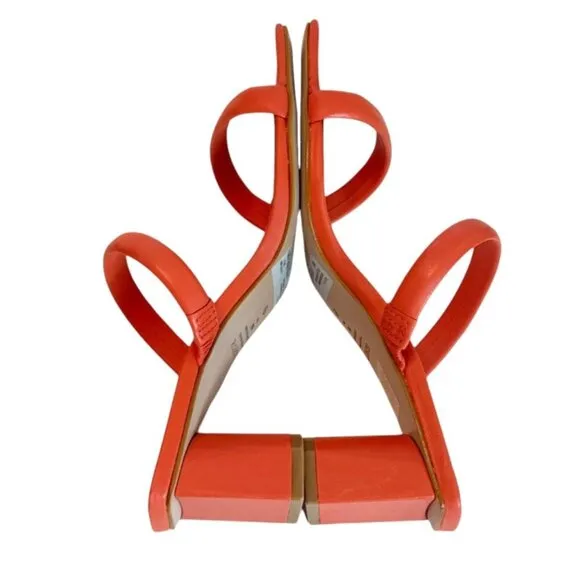 Schutz Women's Double Strap Heeled Sandal Coral Size 8 NWOB