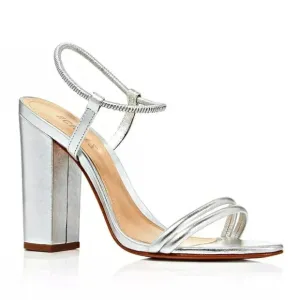 Schutz Women's Pincesa Silver Metallic High-Heel Sandals Size 9.5 B (MSRP $170)