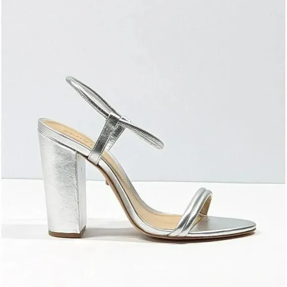 Schutz Women's Pincesa Silver Metallic High-Heel Sandals Size 9.5 B (MSRP $170)