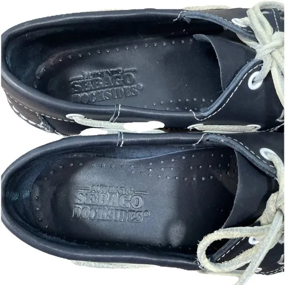 Sebago Docksides Boat Shoes Loafers Slip On Navy Blue Women's Size 8M Leather