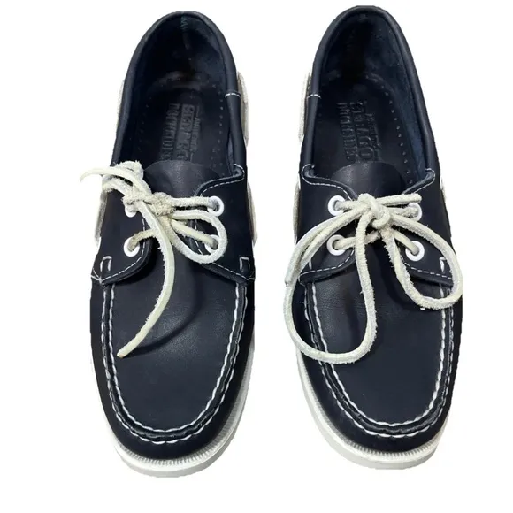 Sebago Docksides Boat Shoes Loafers Slip On Navy Blue Women's Size 8M Leather