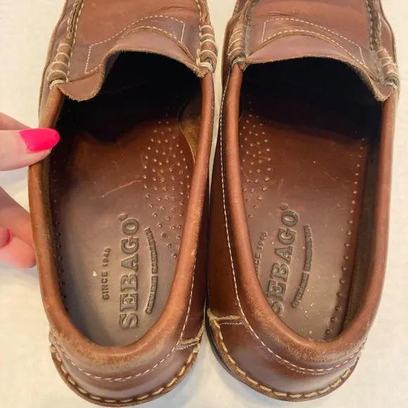Sebago Men’s Size 10 Brown Hand Sewn Leather Penny Loafers