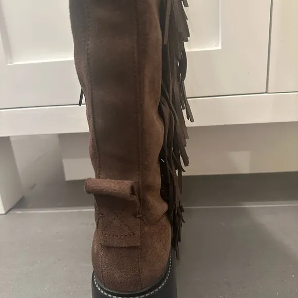 See By Chloe Suede Fringe Knee High Boots