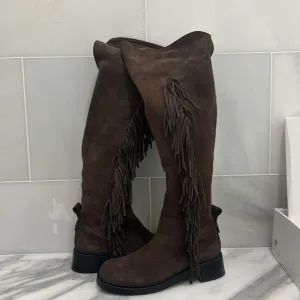 See By Chloe Suede Fringe Knee High Boots