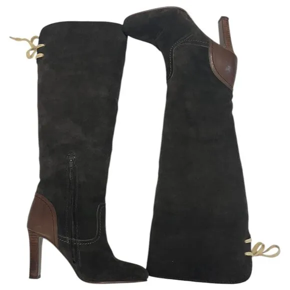 See By Cloe Boots Womens 37 7 Brown Suede Leather Knee High Tall Lara Designer