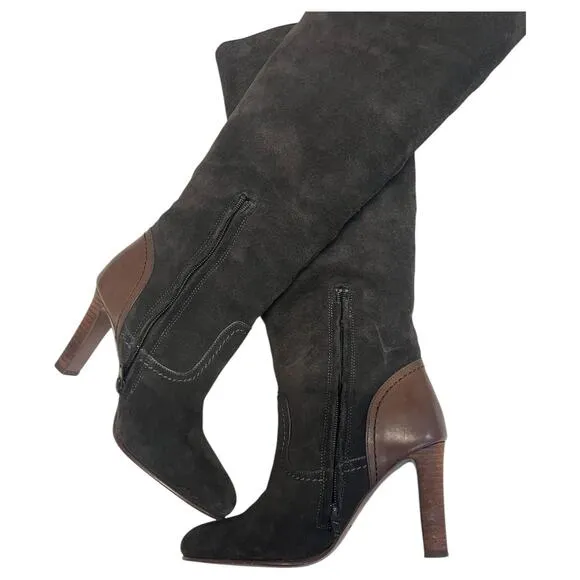 See By Cloe Boots Womens 37 7 Brown Suede Leather Knee High Tall Lara Designer