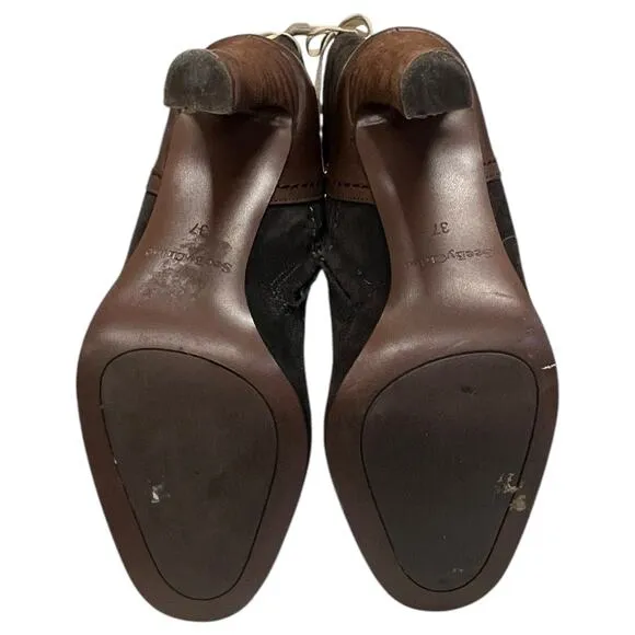 See By Cloe Boots Womens 37 7 Brown Suede Leather Knee High Tall Lara Designer