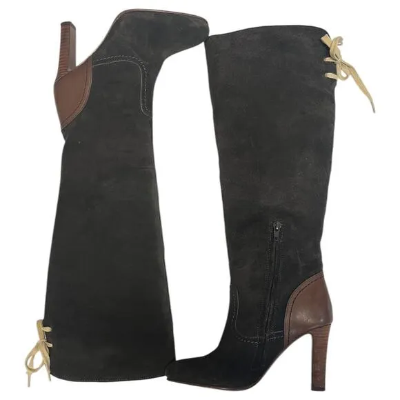 See By Cloe Boots Womens 37 7 Brown Suede Leather Knee High Tall Lara Designer
