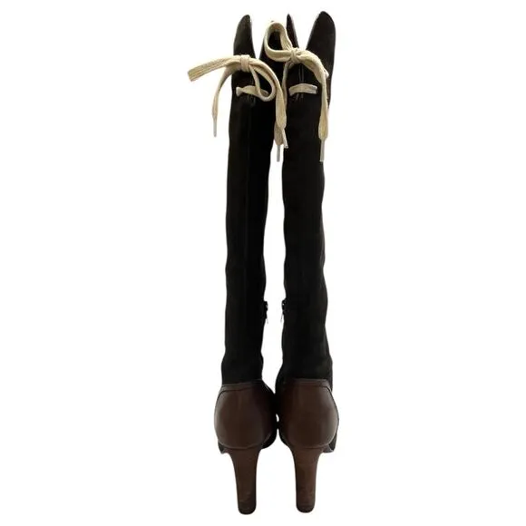 See By Cloe Boots Womens 37 7 Brown Suede Leather Knee High Tall Lara Designer