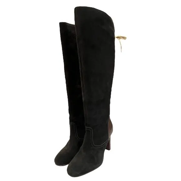 See By Cloe Boots Womens 37 7 Brown Suede Leather Knee High Tall Lara Designer