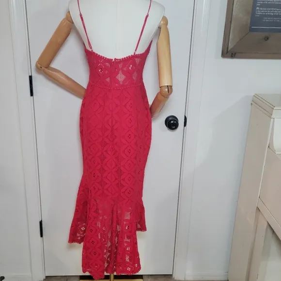 Selfie Leslie Talk About Me High Low Hem Eyelet Midi Dress Prom Cotton M