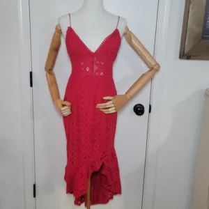Selfie Leslie Talk About Me High Low Hem Eyelet Midi Dress Prom Cotton M