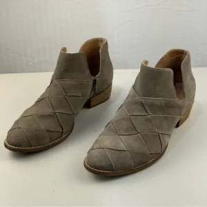 Seychelles Deep Sea Gray Suede Leather Woven Ankle Boots Women Size 8.5 Western