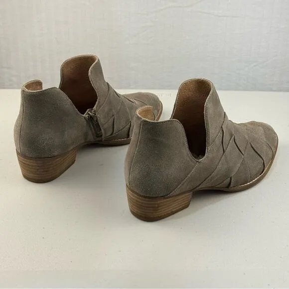 Seychelles Deep Sea Gray Suede Leather Woven Ankle Boots Women Size 8.5 Western