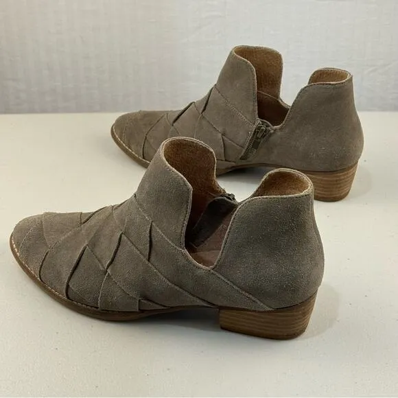 Seychelles Deep Sea Gray Suede Leather Woven Ankle Boots Women Size 8.5 Western