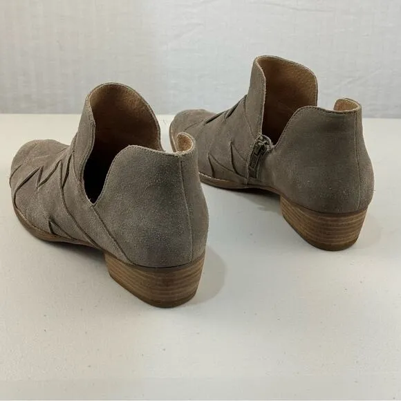 Seychelles Deep Sea Gray Suede Leather Woven Ankle Boots Women Size 8.5 Western