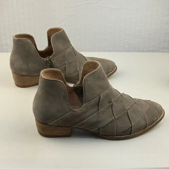 Seychelles Deep Sea Gray Suede Leather Woven Ankle Boots Women Size 8.5 Western