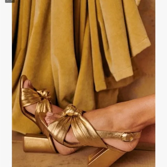 Sezane High Romie Sandals Doré - Size 40