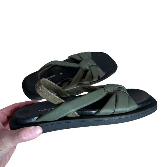 Shoe the Bear green plush leather square toe gladiator sandals size 37 NEW