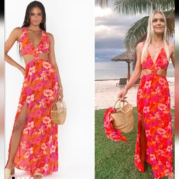 Show Me Your Mumu Tina Maxi Dress in Fruity Tango print